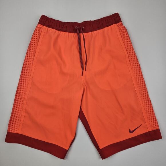Nike Volley Swim Trunks Shorts Men's Small Meshed Lined Neon Orange/Red Pockets‎ - Picture 1 of 13